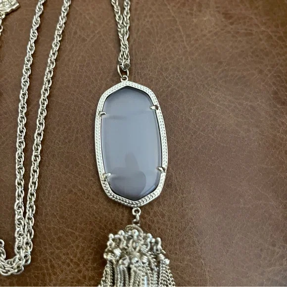 Kendra Scott Rayne Necklace with slate stone and gold - Picture 3 of 4